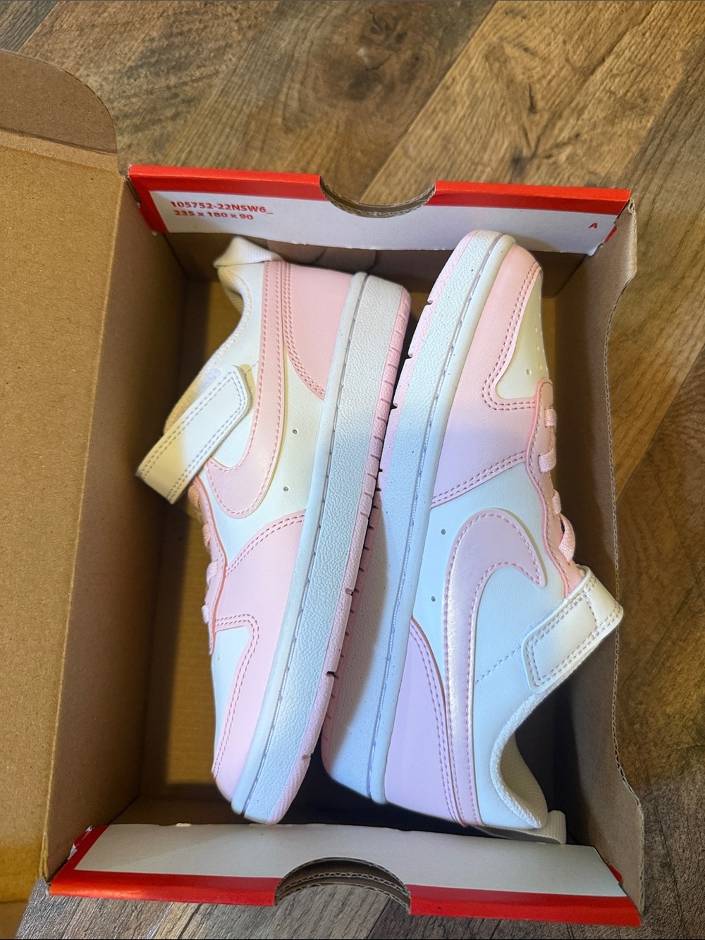 Nike court borough low recraft ps white pink size 13.5c
